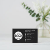 Carte De Visite Custom Logo Icons Modern Black QR Code (Debout devant)