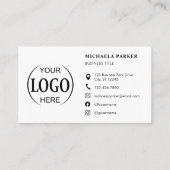 Carte De Visite Custom Logo Icons Modern White QR Code (Devant)