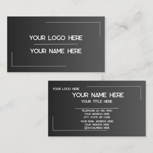Carte De Visite Custom Logo Name Minimalist Modern Professional (Devant / Derrière)