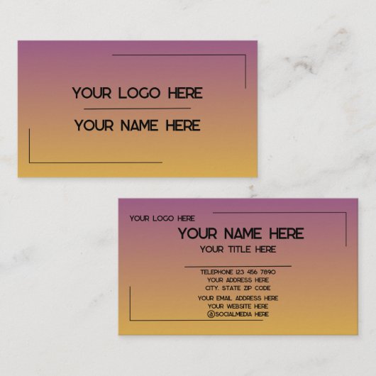 Carte De Visite Custom Logo Name Minimalist Modern Professional (Devant / Derrière)