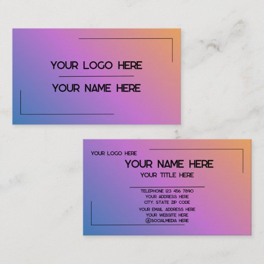Carte De Visite Custom Logo Name Minimalist Modern Professional (Devant / Derrière)
