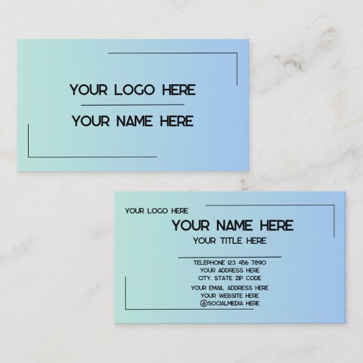 Carte De Visite Custom Logo Name Minimalist Modern Professional (Devant / Derrière)