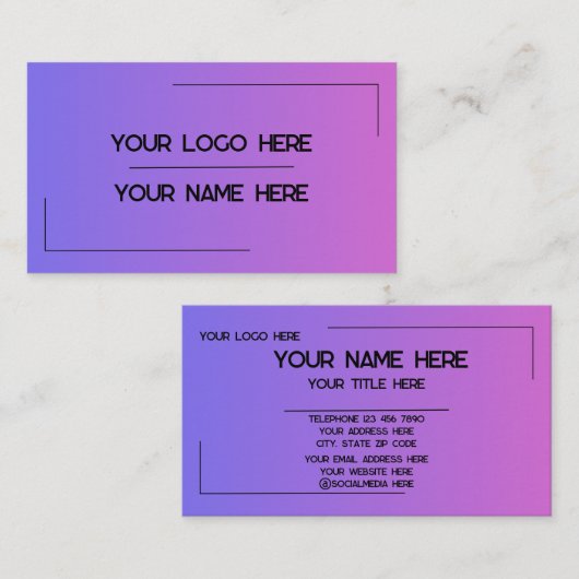 Carte De Visite Custom Logo Name Minimalist Modern Professional (Devant / Derrière)
