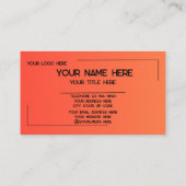 Carte De Visite Custom Logo Name Minimalist Modern Professional (Dos)