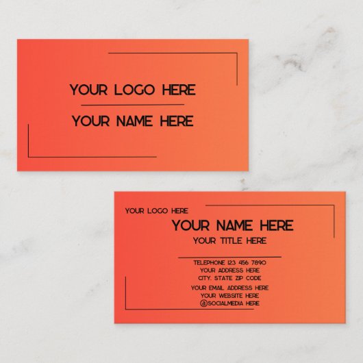 Carte De Visite Custom Logo Name Minimalist Modern Professional (Devant / Derrière)