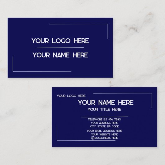 Carte De Visite Custom Logo Name Minimalist Modern Professional (Devant / Derrière)