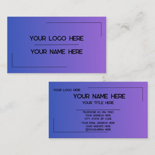 Carte De Visite Custom Logo Name Minimalist Modern Professional (Devant / Derrière)