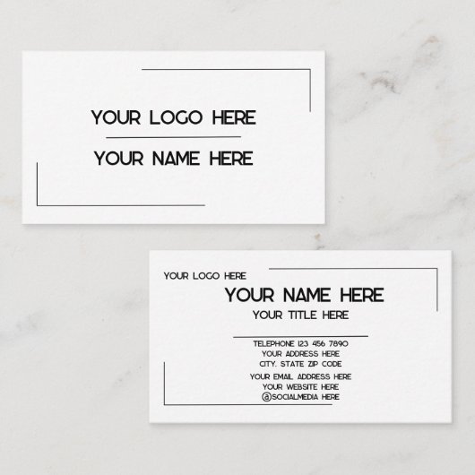 Carte De Visite Custom Logo Name Minimalist Modern Professional (Devant / Derrière)