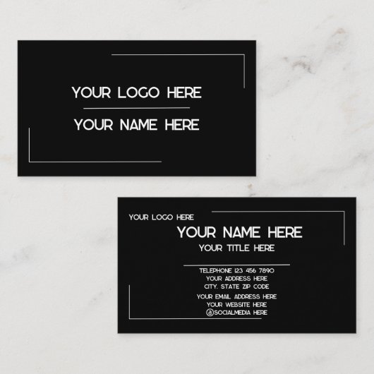 Carte De Visite Custom Logo Name Minimalist Modern Professional (Devant / Derrière)