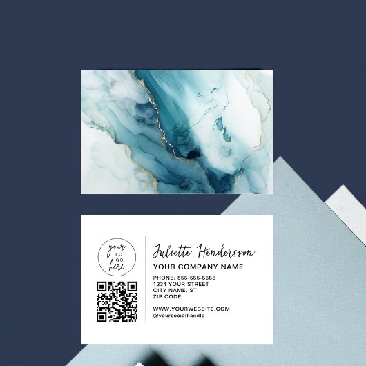 Carte De Visite Custom Logo QR Code Photo Elegant Business