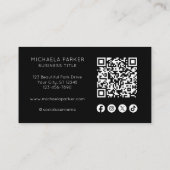 Carte De Visite Custom Logo Social Icon QR Code Professional Black (Dos)