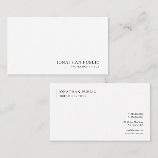 Carte De Visite Custom Modern Chic Simple Template Professional (Devant / Derrière)