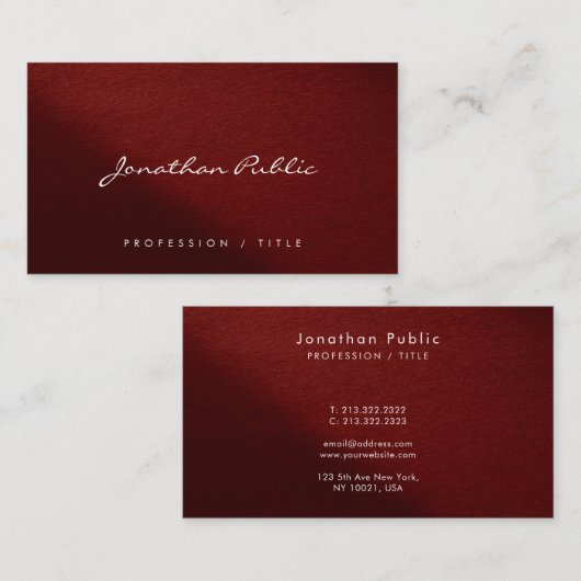 Carte De Visite Custom Modern Elegant Simple Typography Script (Devant / Derrière)