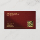 Carte De Visite Custom Modern Elegant Template Gold Text QR Code (Dos)