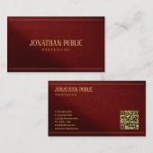 Carte De Visite Custom Modern Elegant Template Gold Text QR Code (Devant / Derrière)