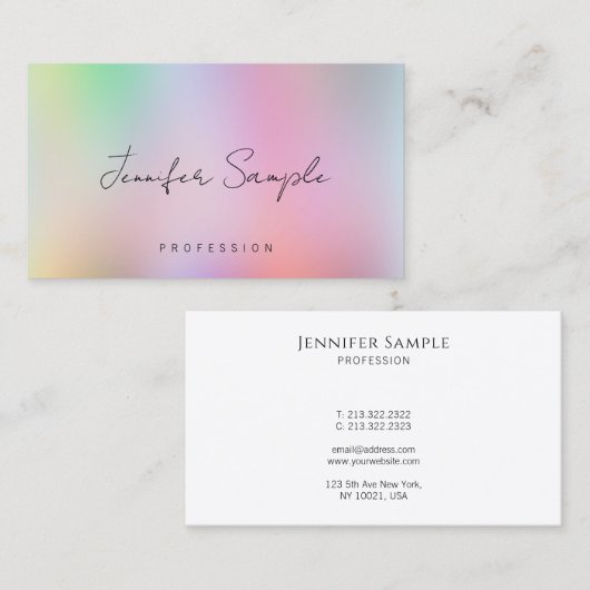 Carte De Visite Custom Modern Elegant Template Handwritten Script (Devant / Derrière)