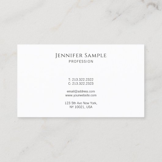 Carte De Visite Custom Modern Elegant Template Handwritten Script (Dos)