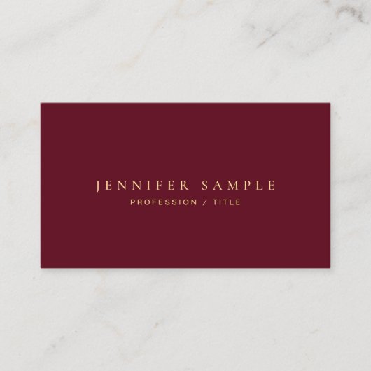 Carte De Visite Custom Modern Minimalist Elegant Luxury Bordeaux (Devant)