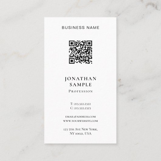Carte De Visite Custom Modern Minimalist Template Vertical Sleek (Dos)