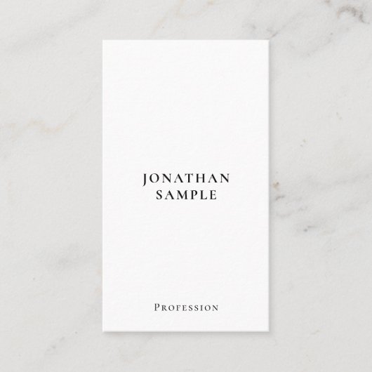 Carte De Visite Custom Modern Minimalist Template Vertical Sleek (Devant)