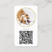 Carte De Visite Custom Modern Photo Gold Dog Social Media Code QR (Dos)