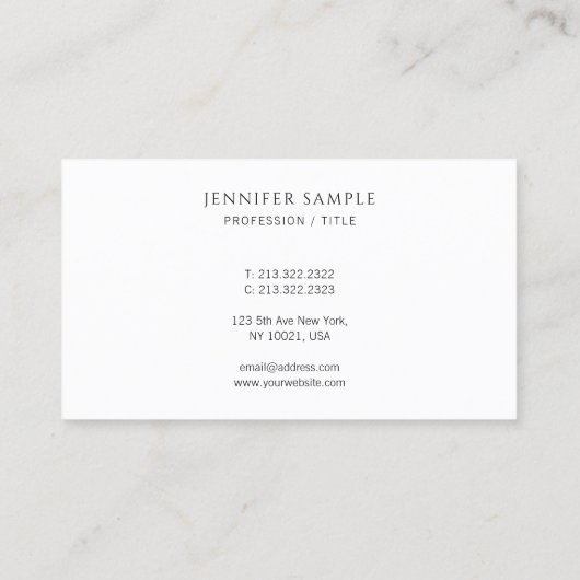 Carte De Visite Custom Modern Professional Simple Template (Dos)