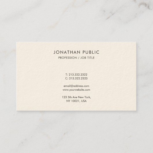 Carte De Visite Custom Modern Simple Facile à rendre Modèle luxe (Dos)