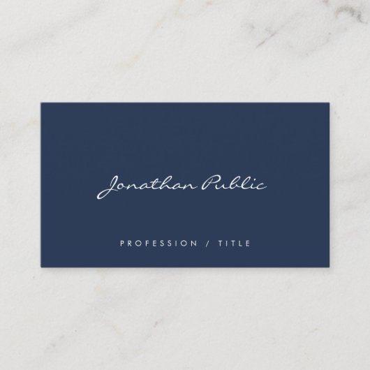 Carte De Visite Custom Modern Simple Handwritten Script Navy Blue (Devant)