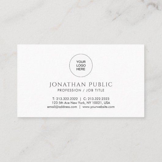 Carte De Visite Custom Modern Simple Template Upload Your Logo to (Dos)