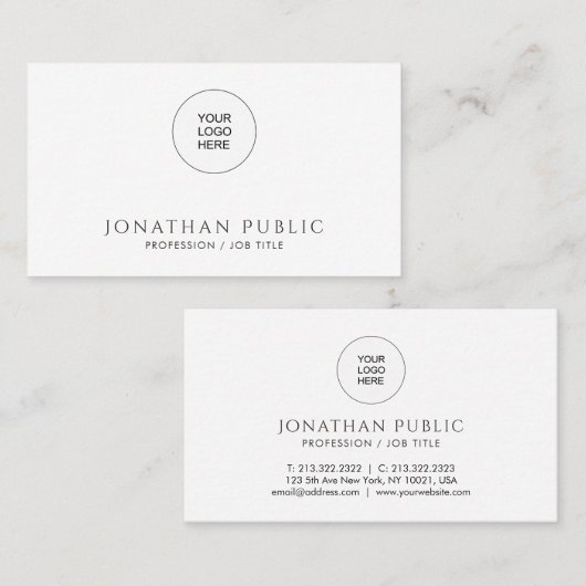 Carte De Visite Custom Modern Simple Template Upload Your Logo to (Devant / Derrière)