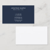 Carte De Visite Custom Modern Sleek Simple Monogram Navy Blue (Devant / Derrière)
