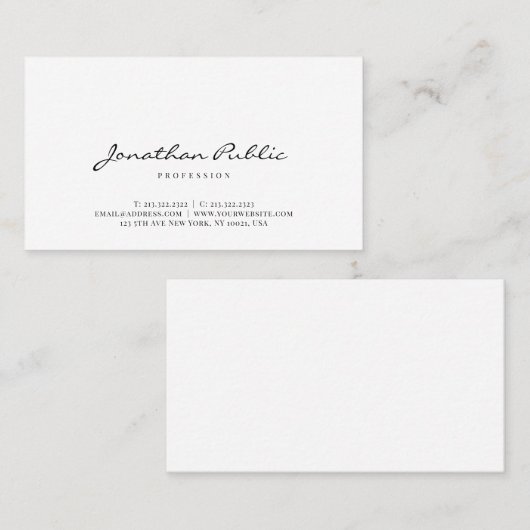 Carte De Visite Custom Modern Sleek Simple Template Script Trendy (Devant / Derrière)