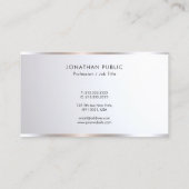 Carte De Visite Custom Modern Stylish Professional Silver Template (Dos)