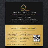 Carte De Visite Custom Painter Painting Service Black Gold QR Code