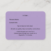 Carte De Visite Custom Panic Attack Help Card (Dos)