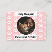 Carte De Visite Custom Pet Sitter Business Card – Pink Paw Print  (Devant)