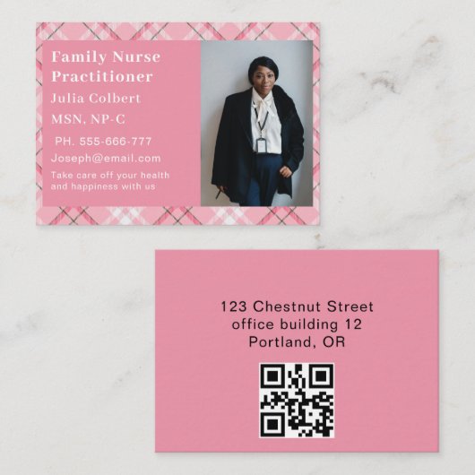 Carte De Visite Custom Photo Nurse Practitioner QR Code (Devant / Derrière)