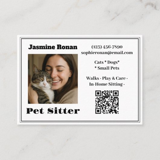 Carte De Visite Custom Photo Pet Sitter Business Card  (Devant)