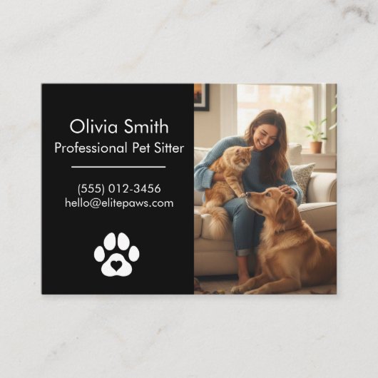 Carte De Visite Custom Photo Pet Sitter Business Card  (Devant)