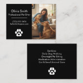Carte De Visite Custom Photo Pet Sitter Business Card  (Devant / Derrière)