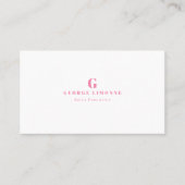 Carte De Visite Custom Pink Monogram Modern Professional (Devant)