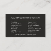 Carte De Visite Custom Plumber Dark Elegant Black & Gold  (Dos)
