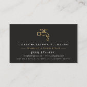 Carte De Visite Custom Plumber Dark Elegant Black & Gold  (Devant)
