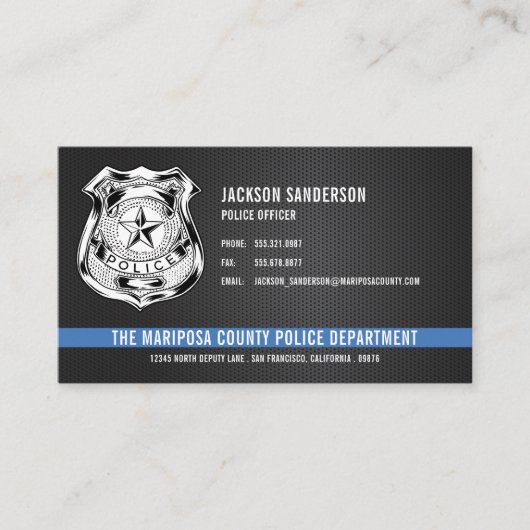 Carte De Visite Custom Police Department Thin Blue Line Logo (Devant)