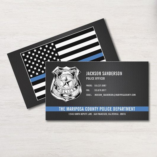 Carte De Visite Custom Police Department Thin Blue Line Logo