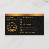 Carte De Visite Custom Premium Gold Black Classic Monogram Law (Dos)