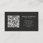 Carte De Visite Custom Professional Business Logo Black QR Code (Dos)