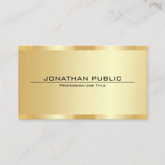 Carte De Visite Custom Professional Elegant Faux Gold Template (Devant)