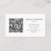 Carte De Visite Custom Professional Therapist Logo White QR Code (Dos)