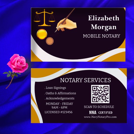 Carte De Visite Custom QR Code Business Card for Mobile Notary 